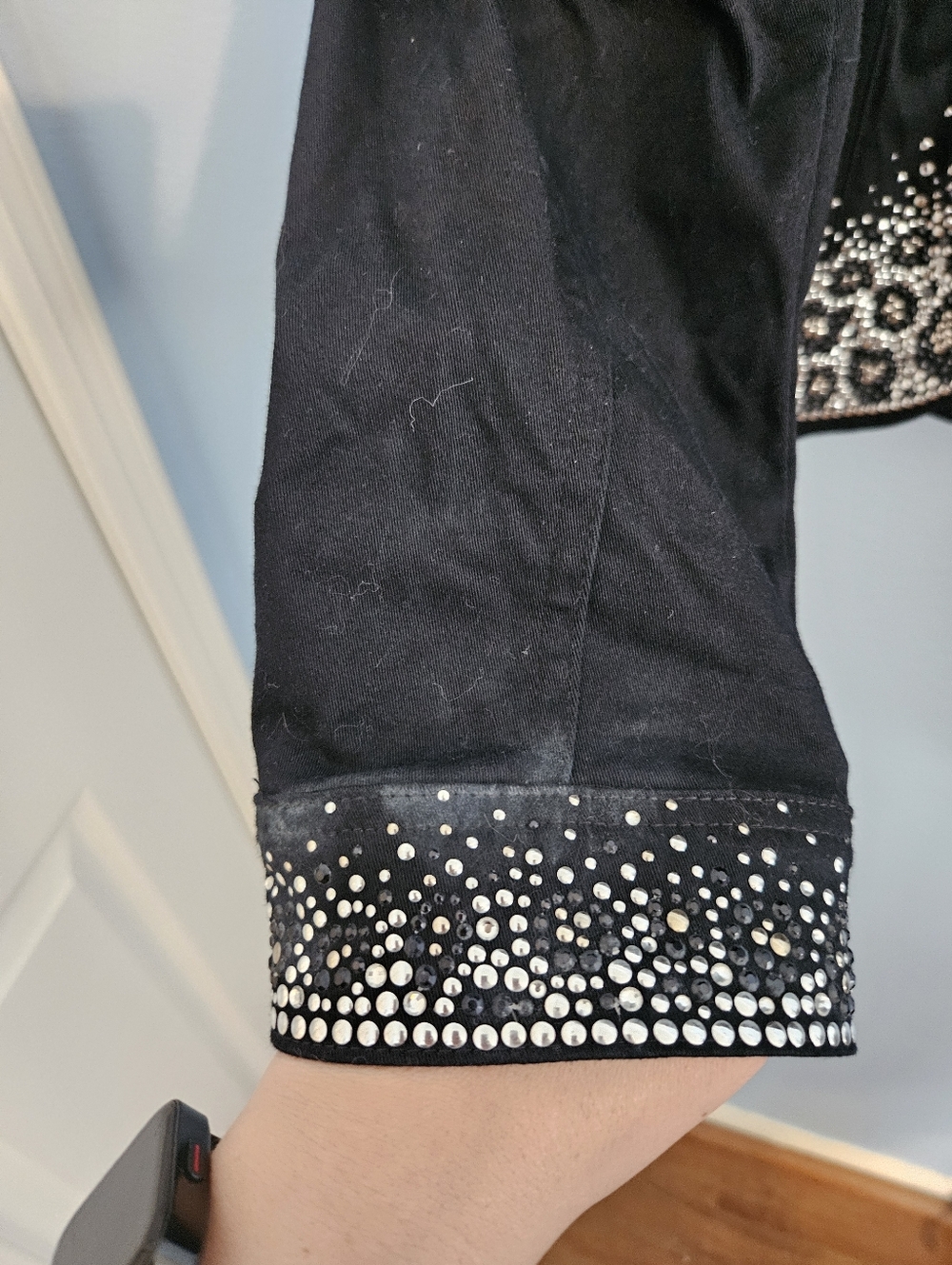 Christine Alexander Black Embellished Jean Jacket with Silver Accents - Picture 7 of 11